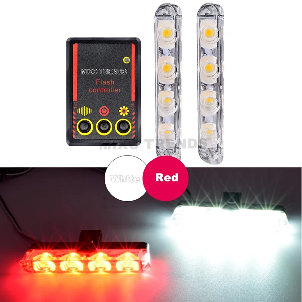 1 White 1 Red Автомобиль стробоскоп предупреждающий полицейский свет 8 LED автомобиль грузовик мигающий пожарный скорая помощь мигалка DRL дневные ходовые огни Синий - Цвет: 1 White 1 Red