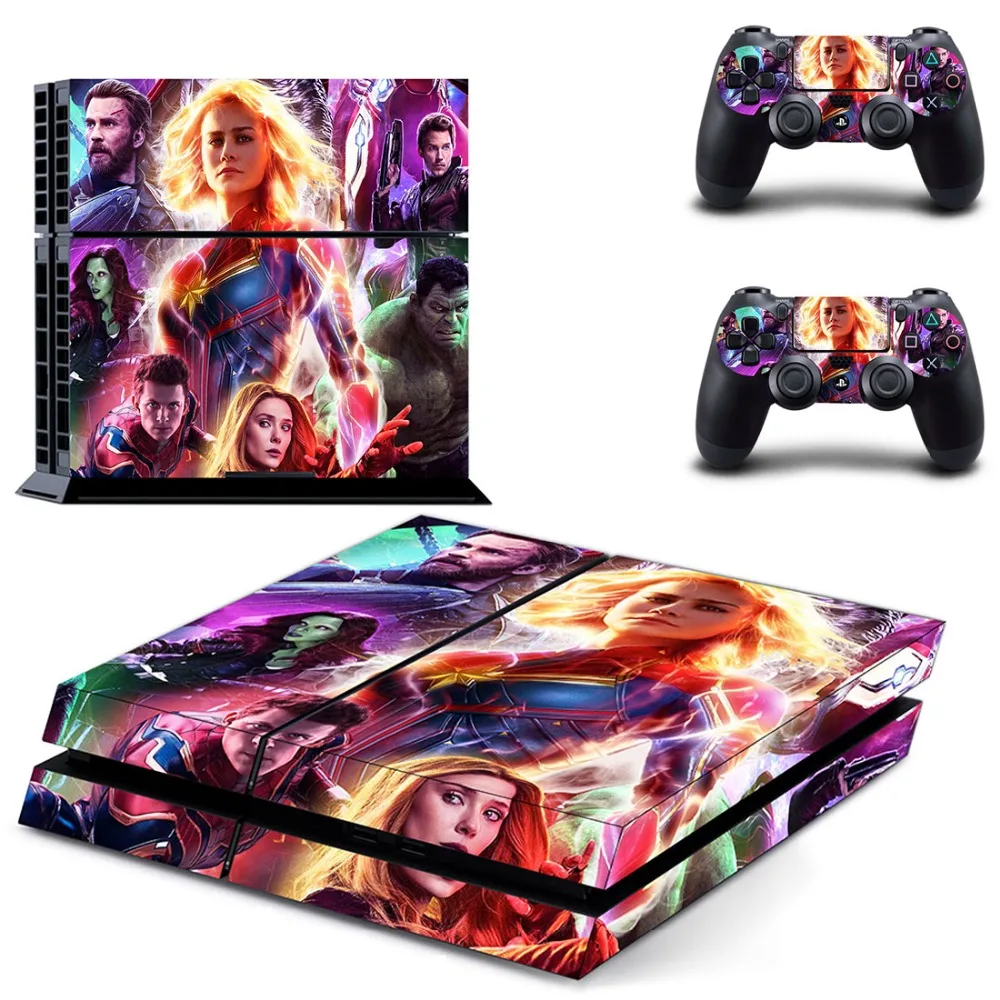 Виниловая наклейка для консоли Playstation 4 и 2 контроллеров PS4 Мстители Endgame Железный