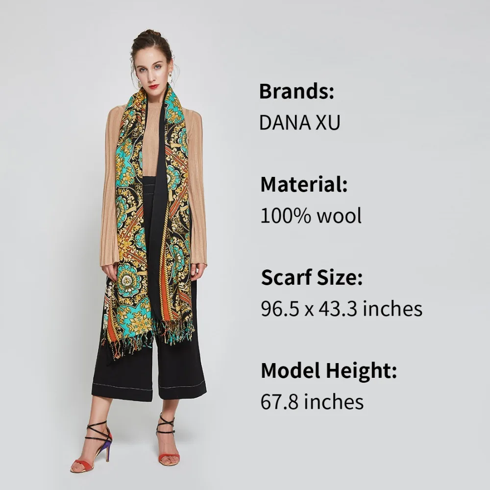 Модный зимний шарф для женщин кашемировый теплый клетчатый из пашмины роскошный