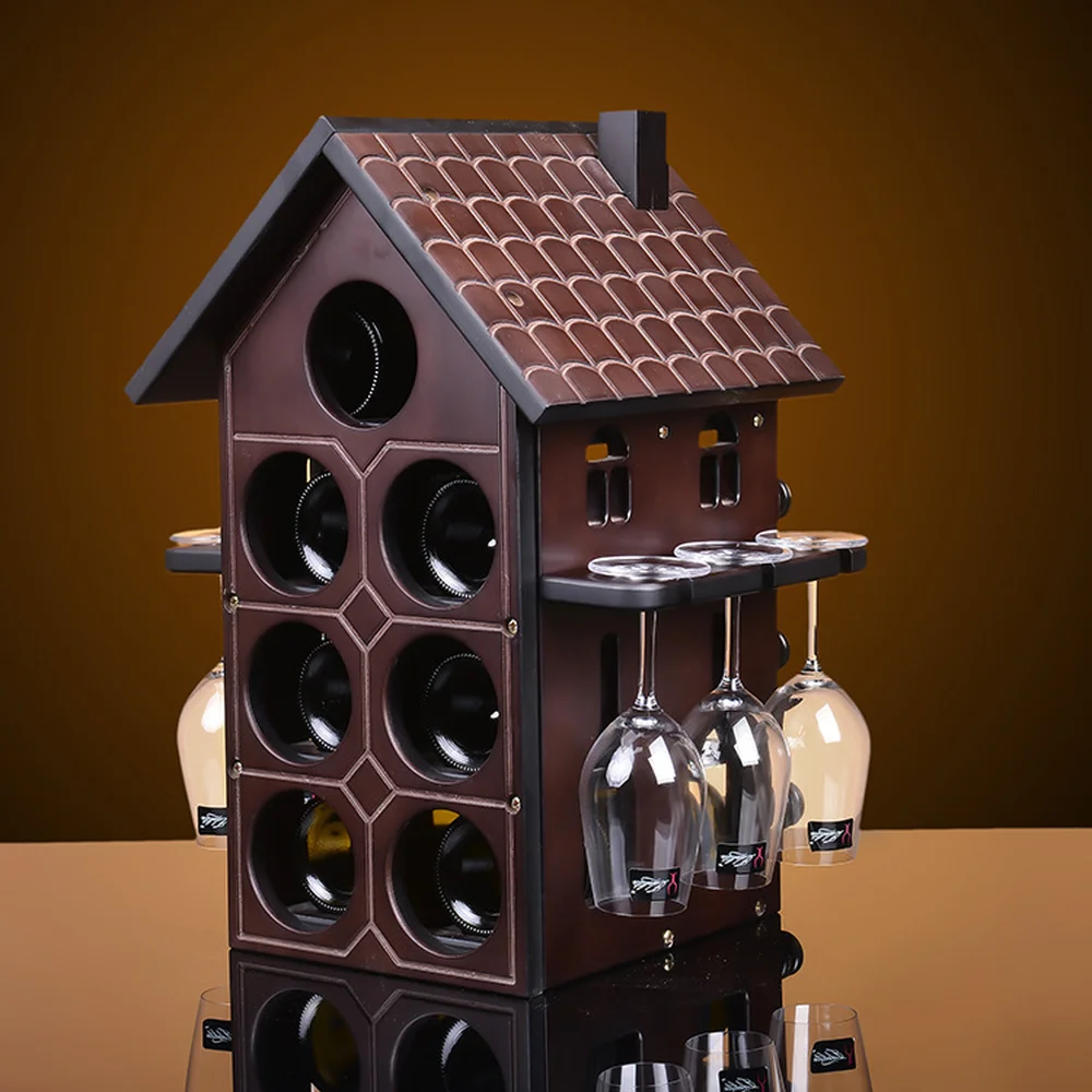 

1 PCS Wine rack glass rack wooden wine solid wood rack wine bottle rack red wine display (Without bottles and cups) LU717951