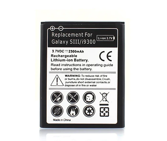 100% Новые 2 шт./лот 2300 мАч перезаряжаемые Батарея для Samsung Galaxy S3 i9300 акумуляторная
