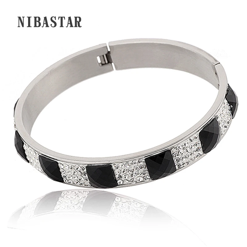 Женский браслет с прозрачными и черными кристаллами|bangle bracelet|bangle bracelets womenscrystal
