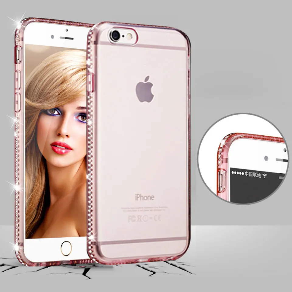 Блестящий чехол ТПУ со стразами для iphone SE 5S 6 6s 7 Plus 8 X XR XS MAX Samsung Note 9 S8 S9 A5 A7 J3 J5 J7 2017 S6
