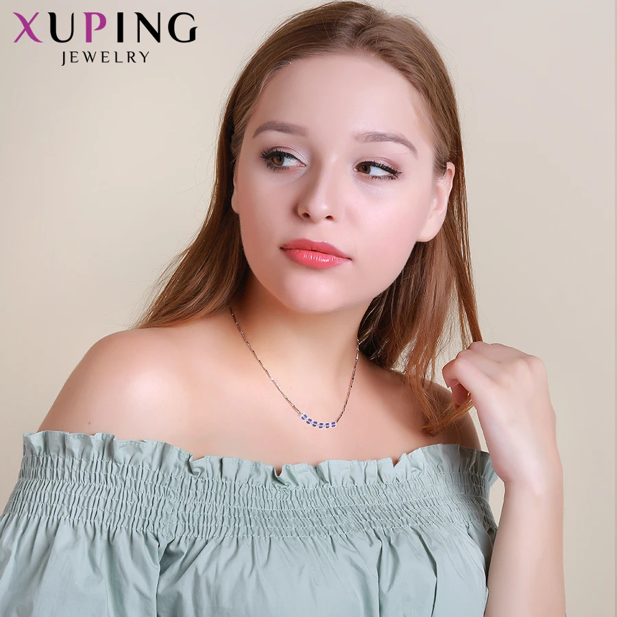 Xuping квадратное ожерелье с кристаллами от Swarovski сладкие маленькие свежие милые романтические ювелирные изделия вечерние Подарки для женщин девочек M96-40202