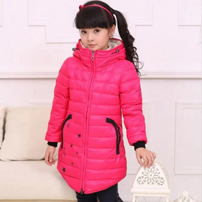 2016 Зимняя одежда для девочек длинный пуховик Толстая куртка детская