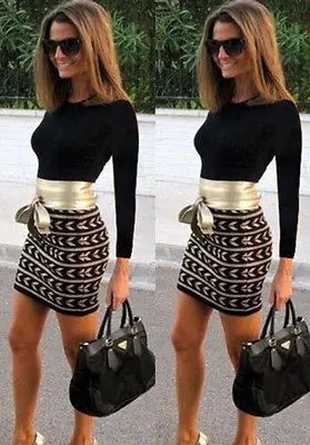 

Woaman Dress Fashion Women Bandage Bodycon Long Sleeve Sexy Party Mini Dress New Hot Patchwork Dress