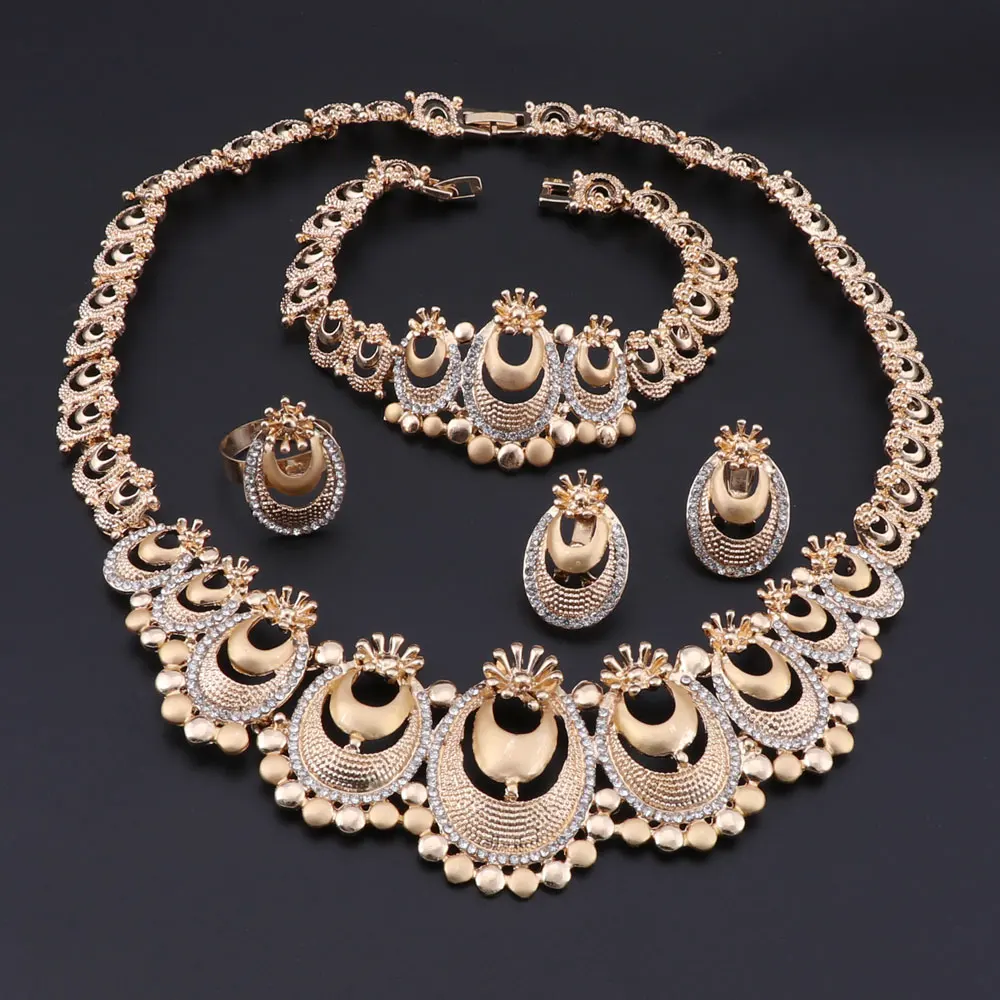 Классические африканские бусы Ювелирные наборы золотого цвета ожерелье набор