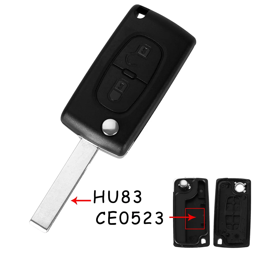 KEYYOU 2 кнопки флип складной чехол для дистанционного ключа от машины оболочки для Citroen C2 C3 C4 C5 C6 C8 с VA2/HCA лезвие CE0523/CE0536