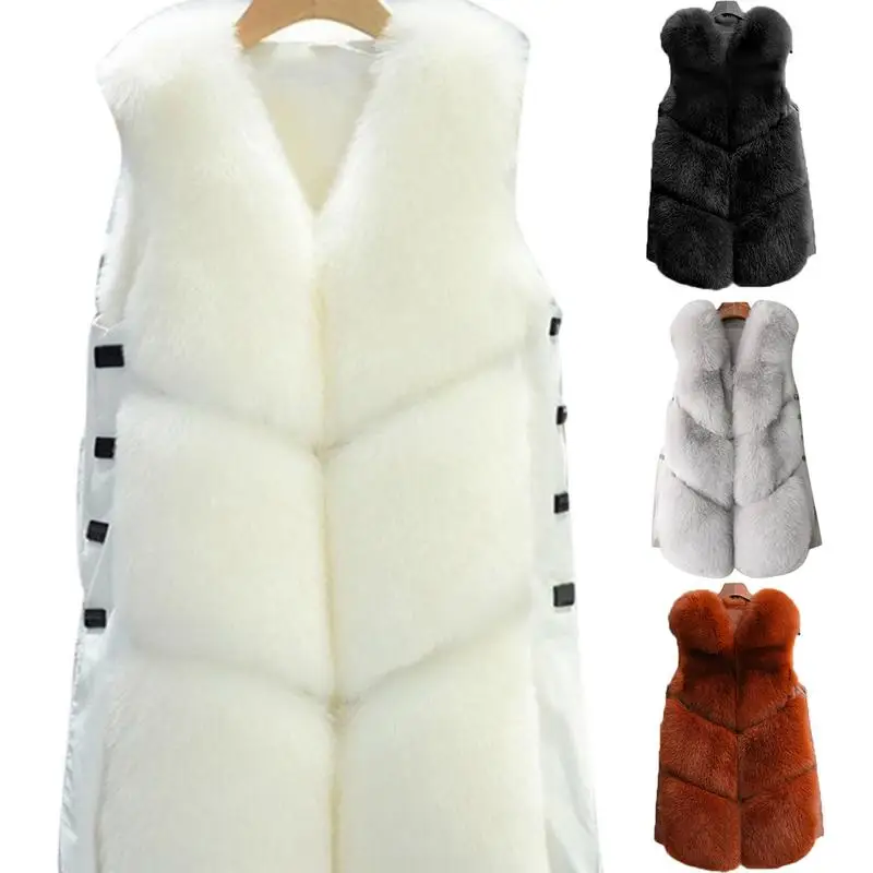2018 Новый женский модный жилет из искусственного лисьего плюша пальто с мехом