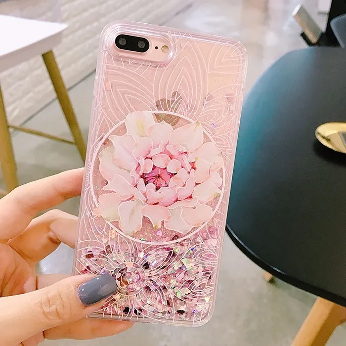 Wmzsucc милый цветок суккулентов жидкость зыбучие пески чехол для телефона iPhone 6 S Plus