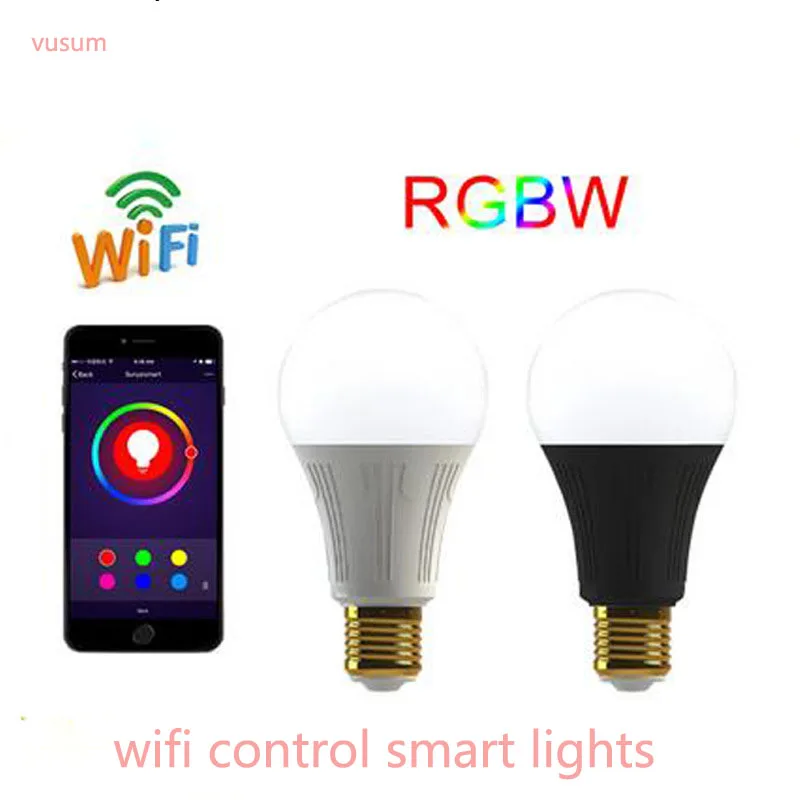 Светодиодная RGBW лампа E27 B22 7W RGBwifi умная alexa Голосовое управление освещение AC85