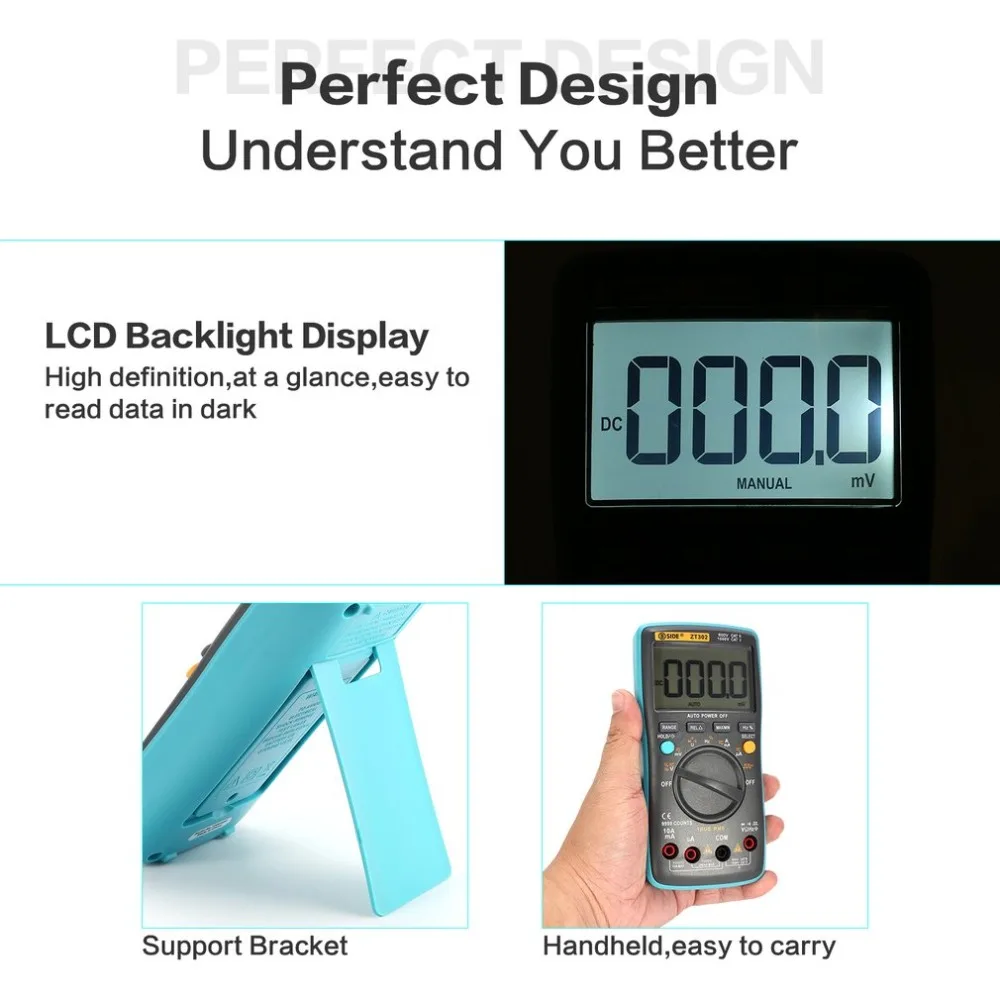 BSIDE ZT302 Цифровой мультиметр 9999 количество истинных RMS AC/DC Вольт Ампер Ом Емкость