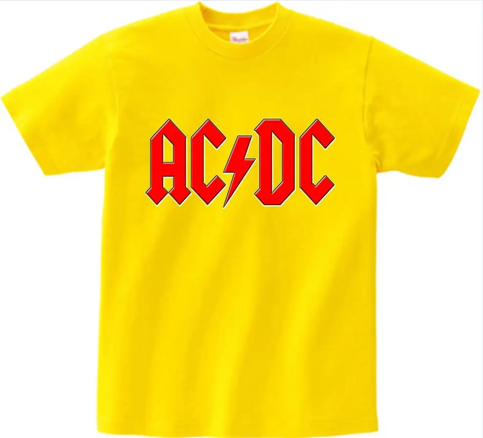 yellow childreTshirt ACDC/детская футболка, футболка с буквенным принтом и логотипом AC DC, Детская Повседневная футболка, принт AC/DC, рок-футболка для мальчиков и девочек, костюм для малышей, NN - Цвет: yellow childreTshirt