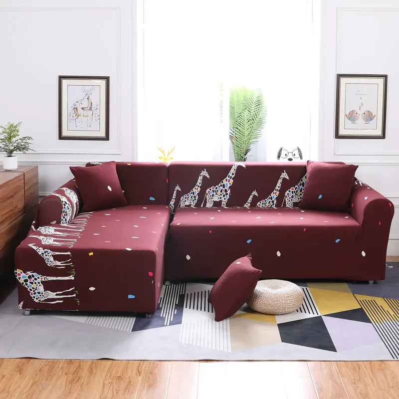 Прекрасный мультфильм диван крышку дивана/loveseat l-образный диван Чехол, Рождественский олень и Фокс эластичный стрейч диван протектор - Цвет: 6