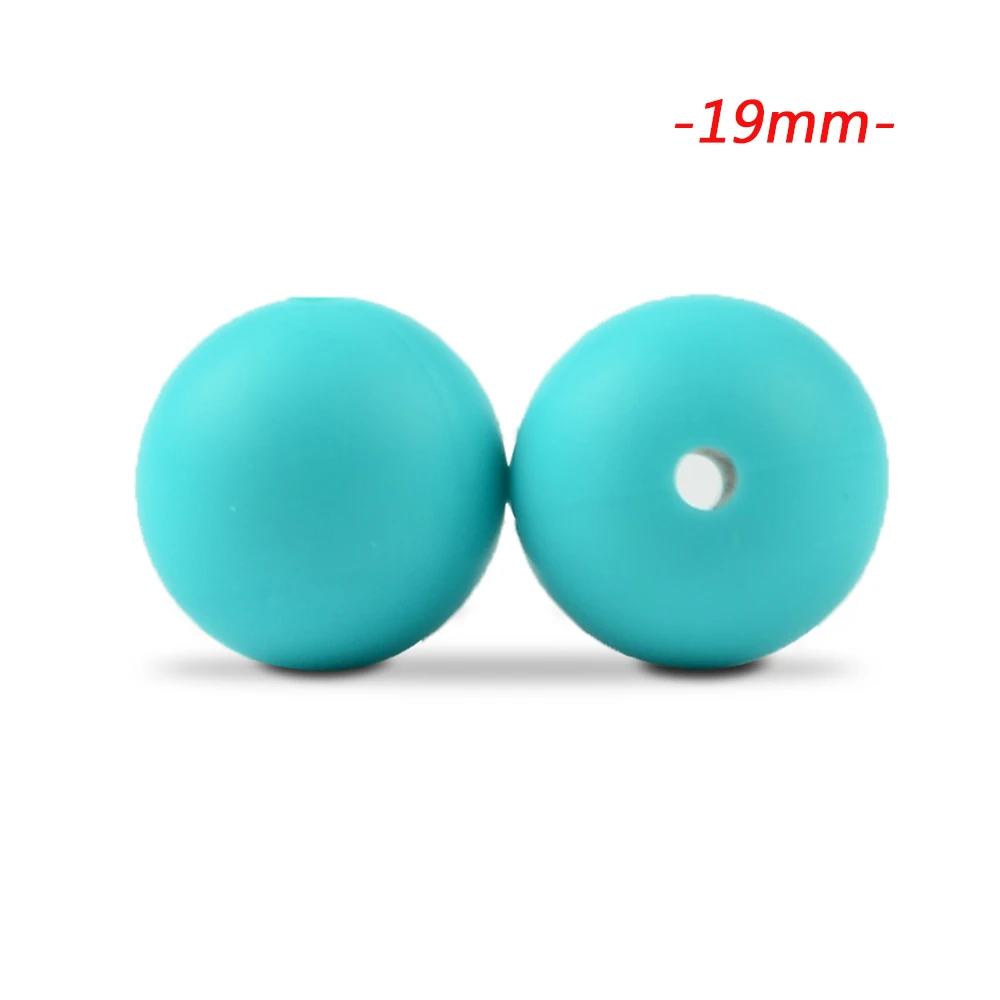 turquoise LOFCA 10 шт силиконовые бусины 19 мм круглые Детские Прорезыватели без бисфенола пищевая детская игрушка DIY ювелирные изделия ожерелье аксессуары для кормления - Цвет: turquoise