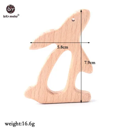 standing rabbit Let's Make/1 шт. Прорезыватель для зубов, деревянные кольца в виде животных, единорог, камера, ежик, деревянный Прорезыватель для зубов, кулоны для кормления, игрушки для прорезывания зубов - Цвет: standing rabbit