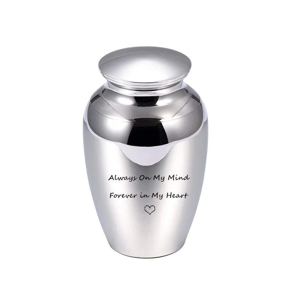 

IJU027 Stainless Steel Cremation Urn for Funeral Keepsake Casket to Hold Human Ashes Always On My Mind Carved