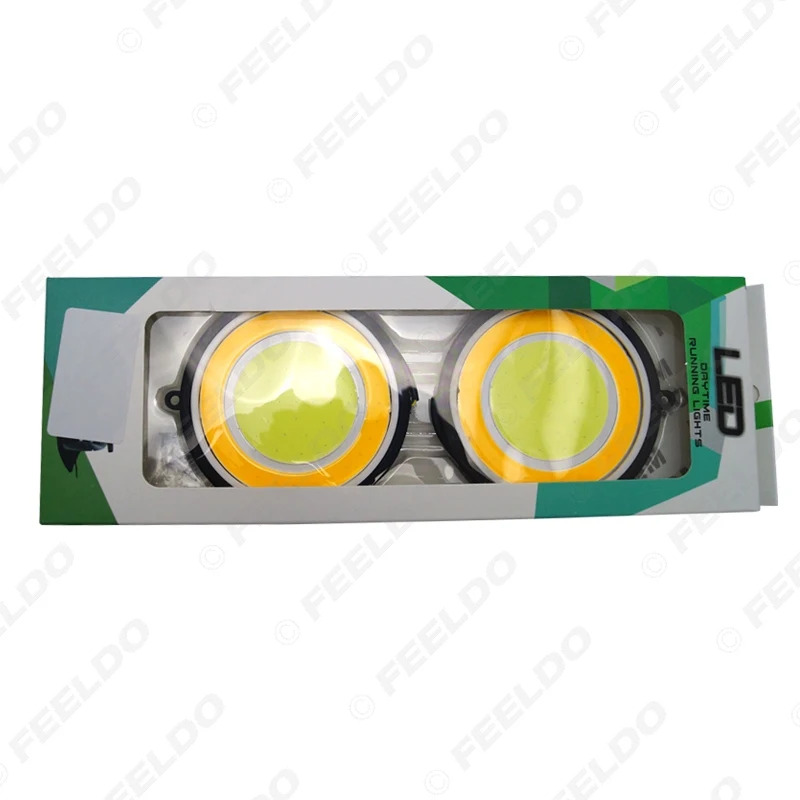 

5Pair Car COB DRL Round 82mm LED Light Car Daytime Running Light White Yellow Turn Light DRL #FD-939