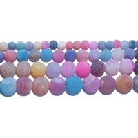 natural stone colorful frost crab agates round loose beads 6 8 10 12 mm pick size for jewelry making diy bracelet necklace