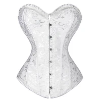 dropshipping white corset brocade spiral steel boned corset waist trainer corsets and bustiers corselet gothic plus size s 6xl