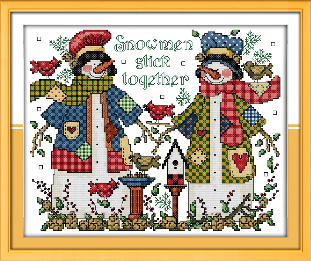 Everlasting love Рождественский Снеговик(5) Экологический хлопок китайский Набор для вышивания крестиком Счетный штамп 14CT Акция на год