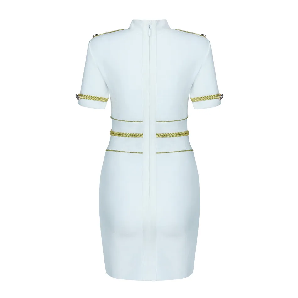 Sexy Women Bandage Dresses New Autumn Fashion O Neck Long Sleeve Mini Dress Club Evening Party Ladies Vestidos Clothes - Цвет: white