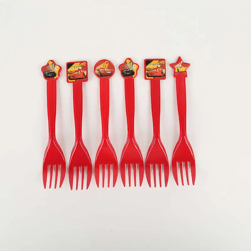 6pcs Fork Красивые машинки для детской вечеринки на день рождения, набор для украшения автомобиля, вечерние принадлежности, украшение для детской вечеринки на день рождения - Цвет: 6pcs Fork