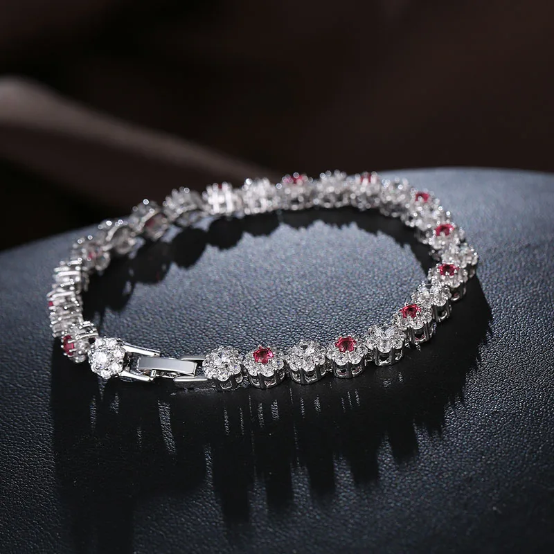 Женский браслет с круглыми звеньями FYM роскошный серебряного цвета блестящими