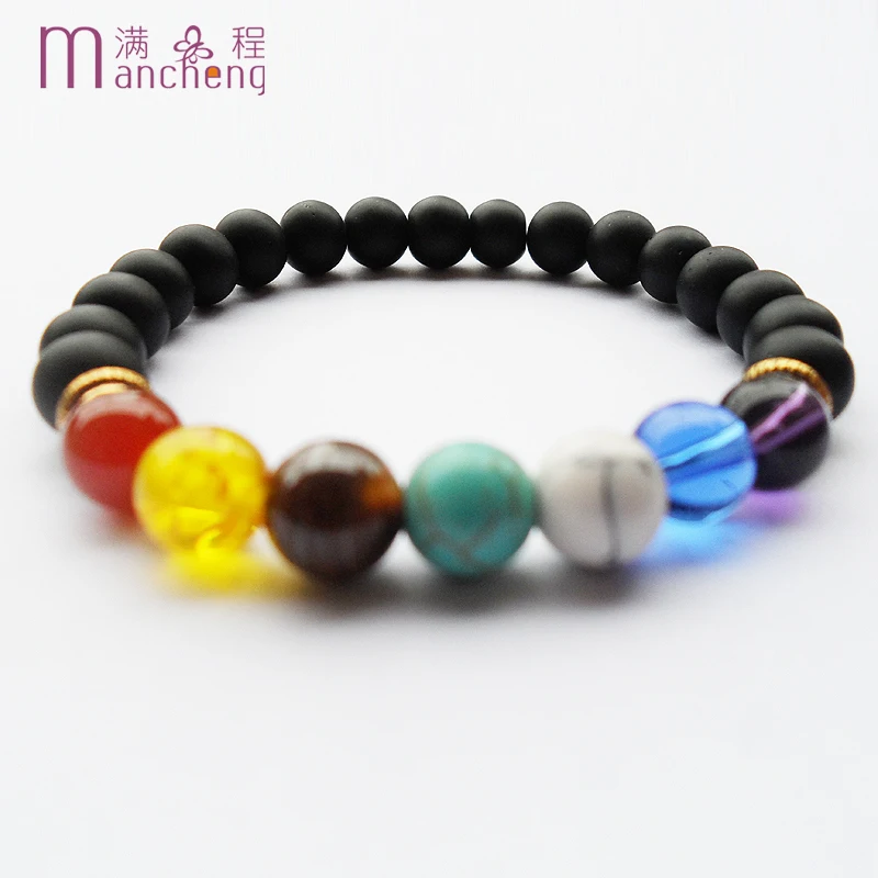 Новый мужской браслет с 7 чакрами Модный черный женский из бисера 2020 тонкой лавы |