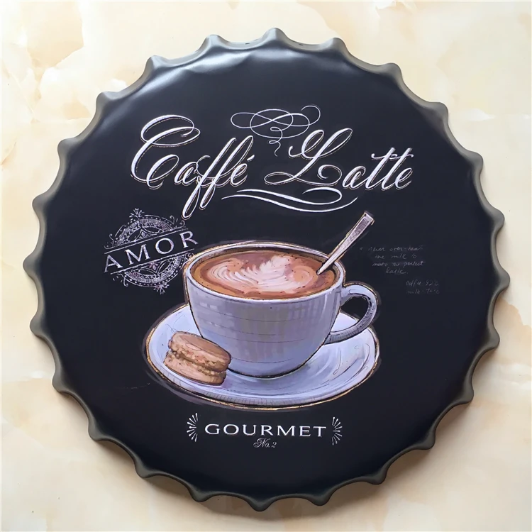 Кофейная большая крышка для пива жестяная табличка с логотипом винтажная