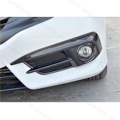 1 Pair Carbon Fiber Veins Fit For Honda Civic 16-17 Plastic Front Foglight Frame | Автомобили и мотоциклы