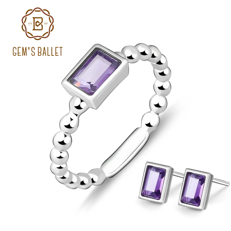 Набор украшений для женщин GEM'S BALLET кольцо и сережки из серебра 925 пробы с