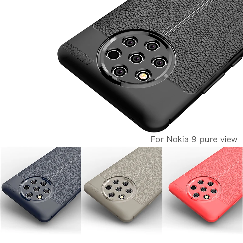

For Nokia 9 Pure View Case Rugged Lichee Style Housings Silicone TPU Full Cover For Nokia 9 PureView Case For Nokia 9 PureView