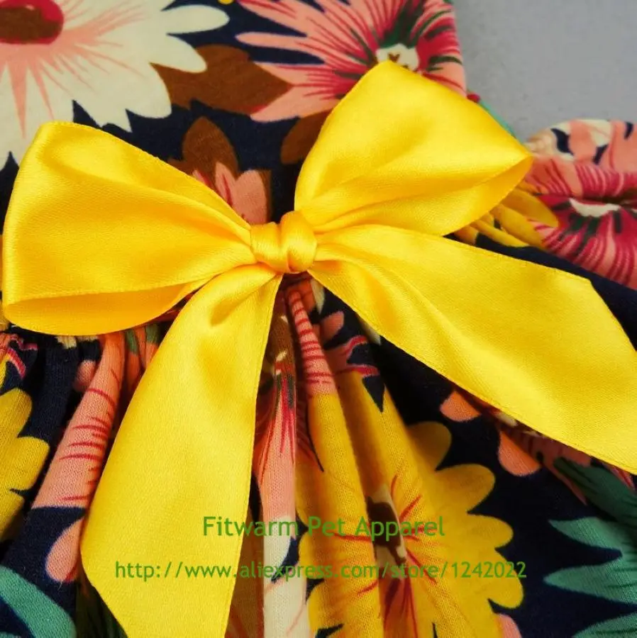Fitwarm Pet элегантное Цветочное платье с лентой для собаки рубашка жилет сарафан