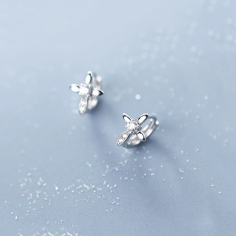 INZATT Trendy Geometric Zircon Cross Hoop Earrings Charm 925 Sterling Silver Fine Jewelry For Women Birthday Party Accessories | Украшения