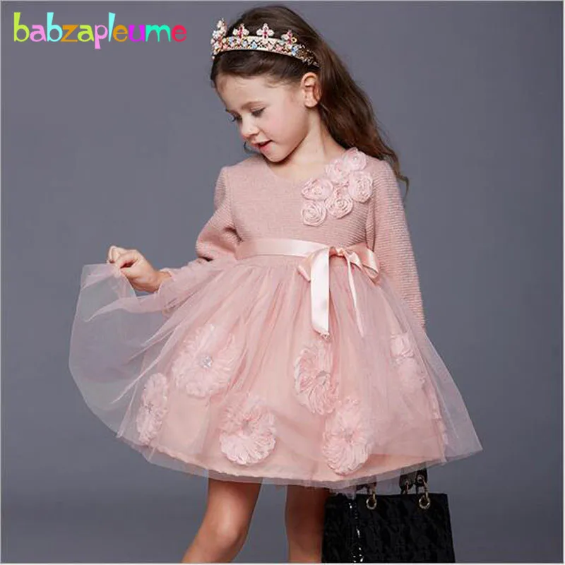 

3-7Years/Autumn Winter Baby Girls Clothes Long Sleeve Tutu Dress Lace Princess Costume For Kids Dresses Children Clothing BC1307