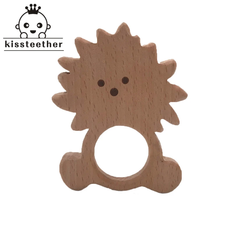 Mordedores lisos de madera de haya para beb&eacute;, mordedores de animales de dibujos animados, accesorios de madera Natural de dentici&oacute;n, juguetes para morder para beb&eacute;, 5 uds.-0
