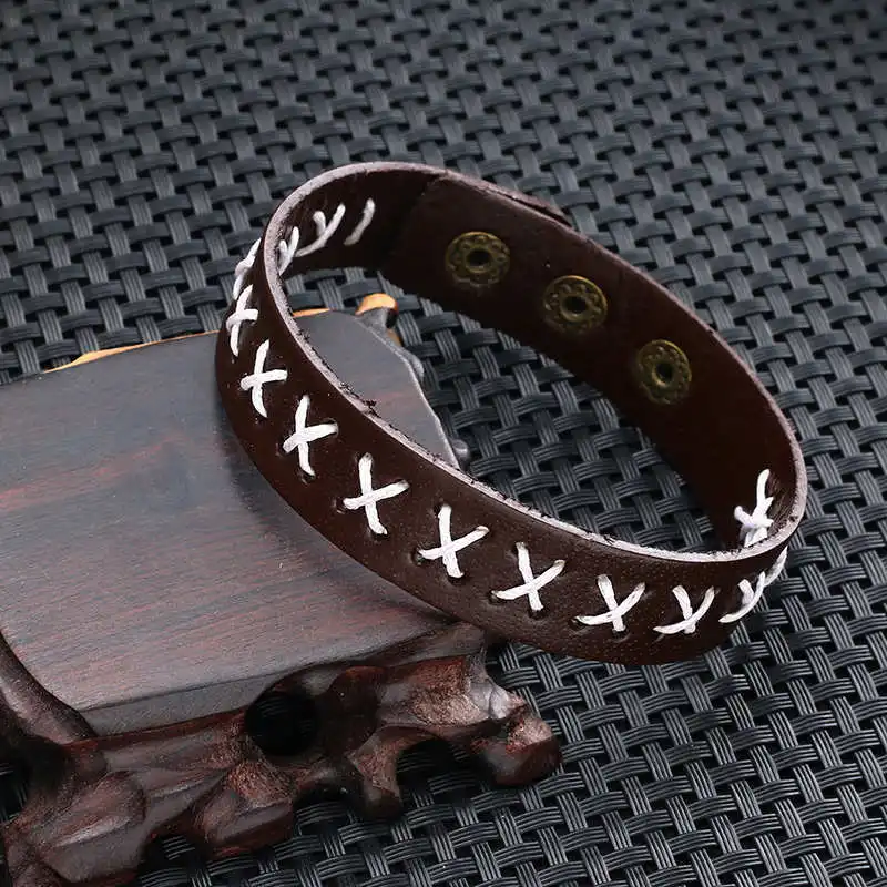 Genuine Leather Bracelet Men Jewelry Punk Gift For Him Fashion X Shape Chic Cuff Bracelets Women Friendship Gifts | Украшения и