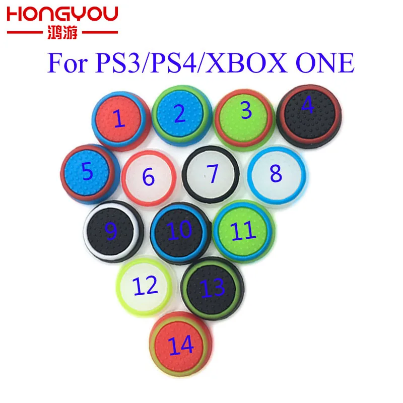 

500 шт разноцветных силиконовых Кепки аналоговый стик, джойстик ручка для Sony PS4 PS3 Xbox 360 контроллер