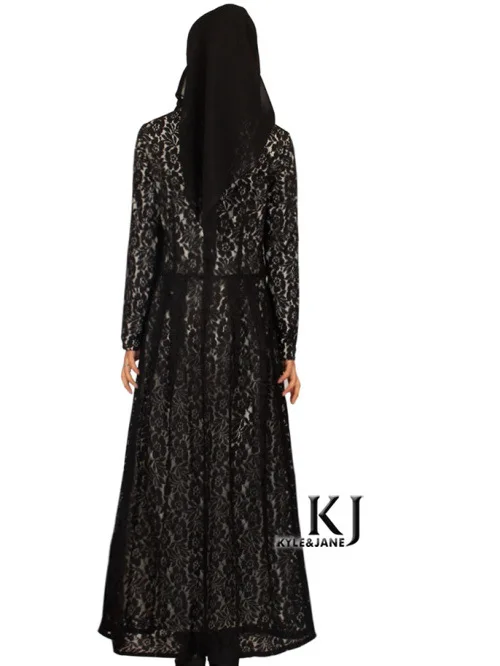 Мусульманское женское платье djellaba модное длинное с кружевом турецкое дубайское