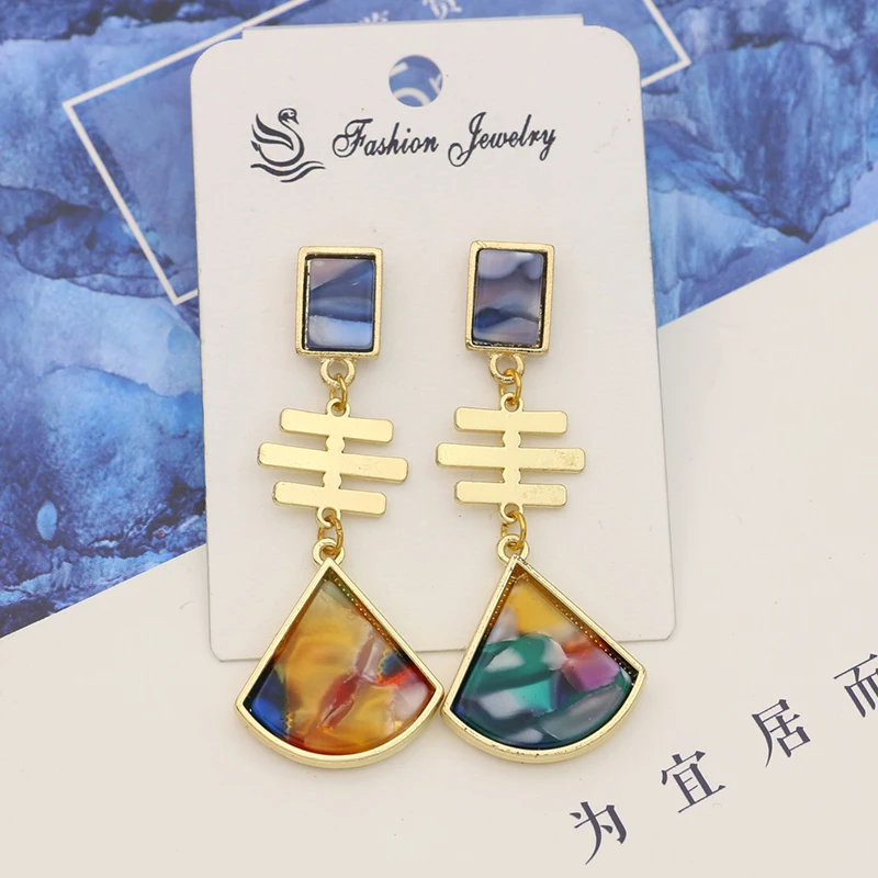 Женские длинные висячие серьги JAKONGO золотые с цветным камнем и кристаллами