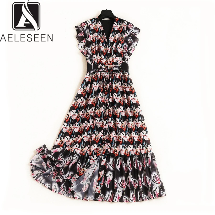 AELESEEN Новая мода 2019 летние винтажные платья для женщин Европейский Подиум дизайн