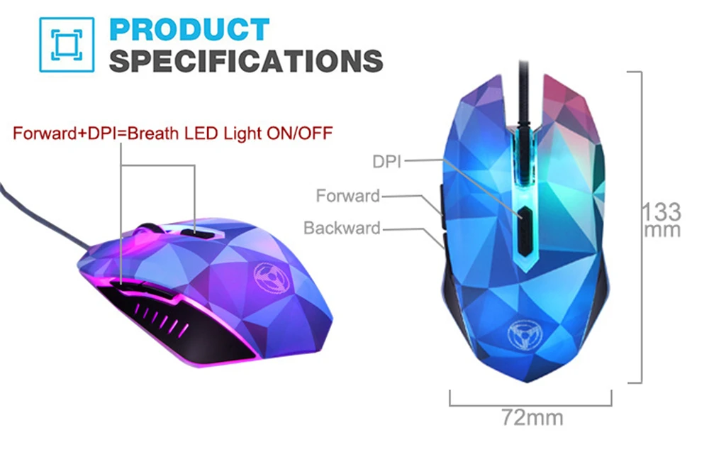 Оригинальная игровая мышь Hongsund Dazzle Color Diamond Edition, проводная оптическая компьютерная мышь для геймера