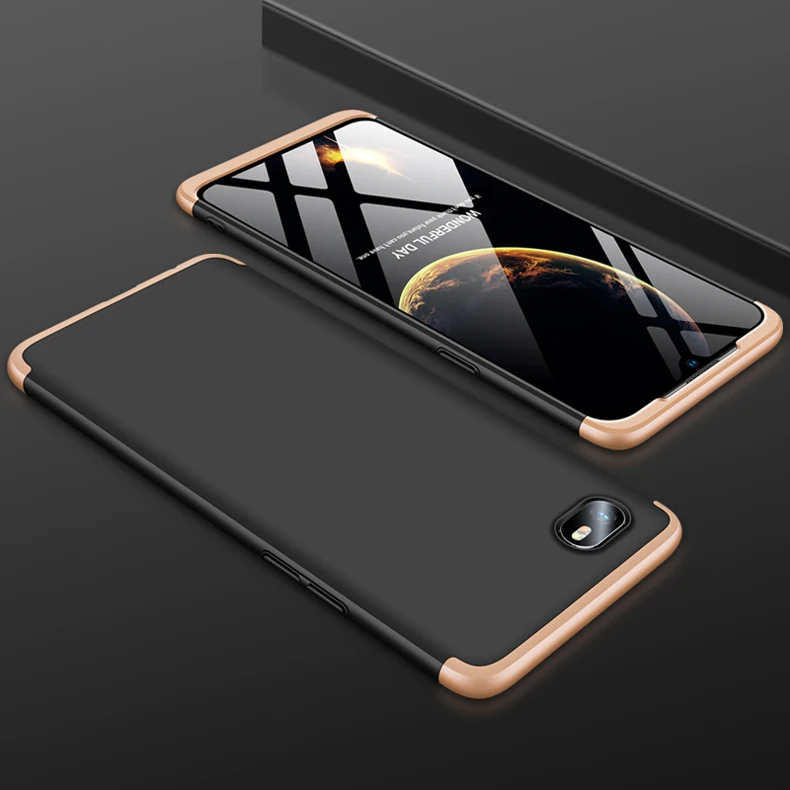 Oppo A1K чехол 360 полная защита противоударный матовый чехол для телефона для Oppo A1K OPPO A1K A 1K OPPOA1K CPH1923 - Color: Gold Black Gold