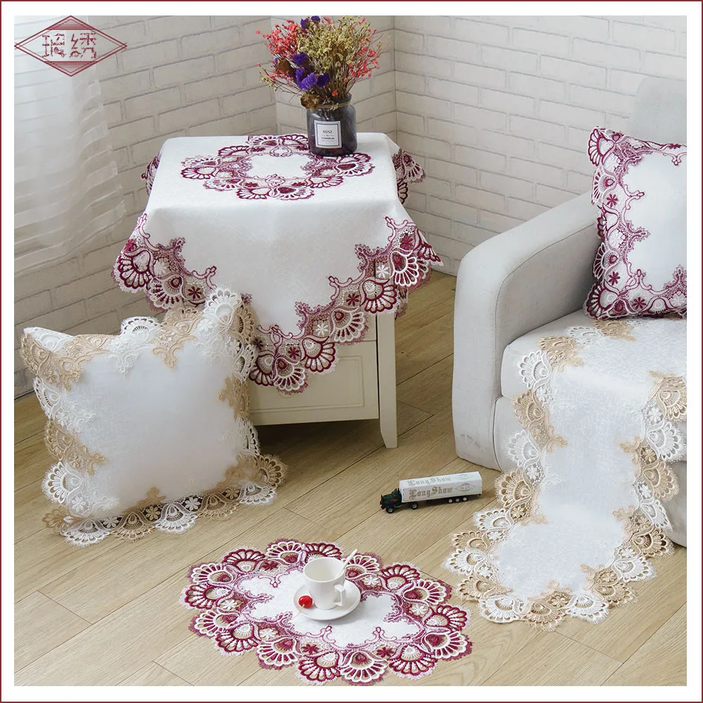 Европейская белая плотная жаккардовая пустотелая скатерть холодильник