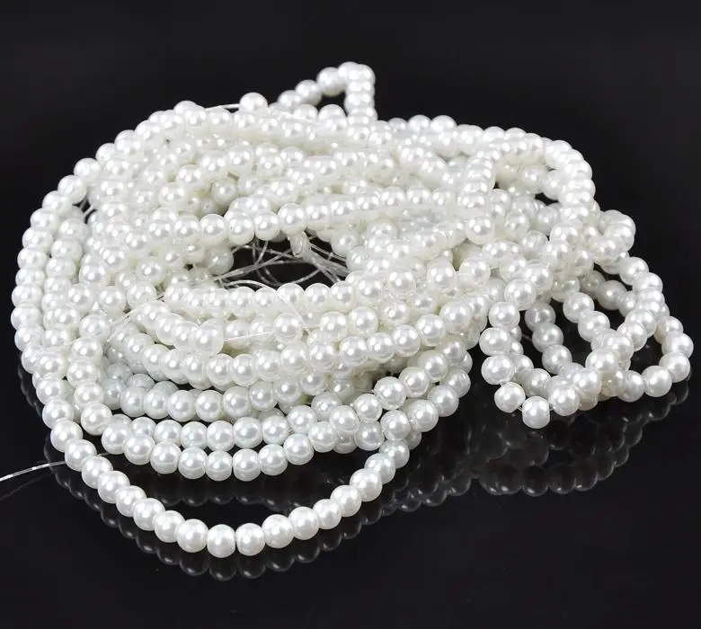 DoreenBeads стеклянная имитация жемчуга круглые белые 6 мм диаметр 82 см (32 2/8 &quot)