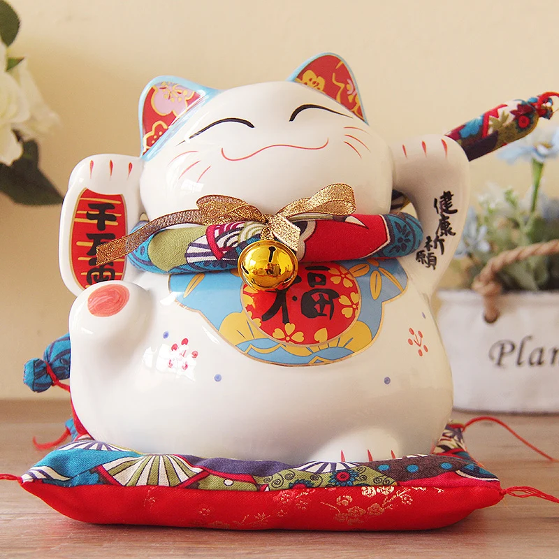 Lucky Cat открытые большие 9 дюймовые японские керамические украшения для сохранения
