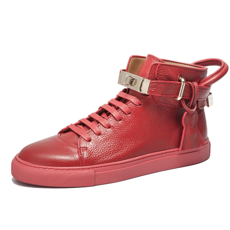 High top fashion shoes men's trend all-purpose lock Korean version sneaker instagram is super hot | Обувь