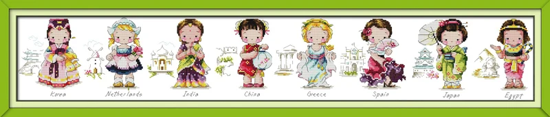

One World cross stitch kit baby girls counted white18ct 14ct 11ct printed embroidery DIY handmade needlework craft tool decor