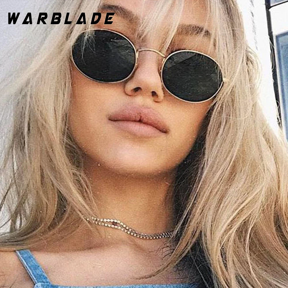 Новинка 2018 Овальные Солнцезащитные очки золотистые черные ретро розовые красные